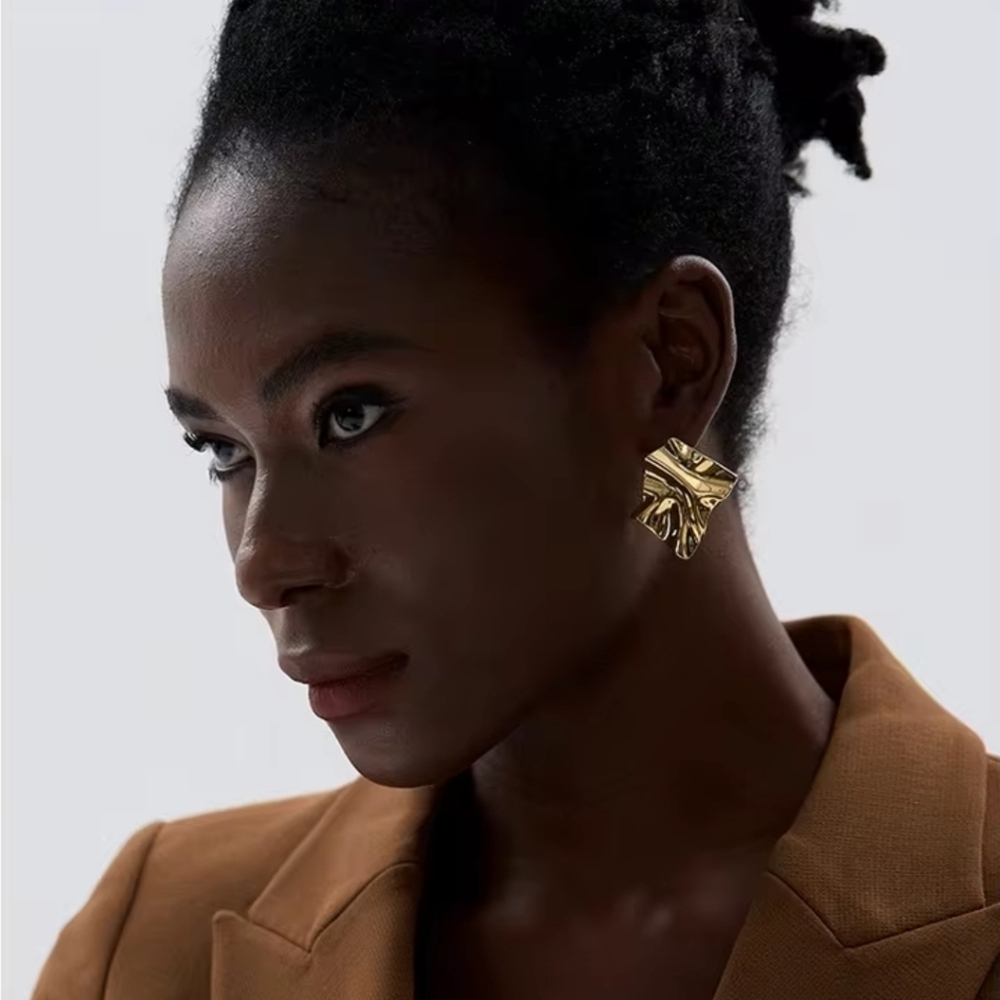 Gold Statement Earrings - Picture 2 of 6
